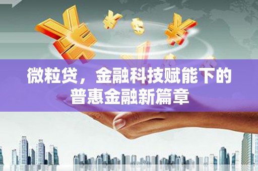 巨野微粒贷，金融科技赋能下的普惠金融新篇章