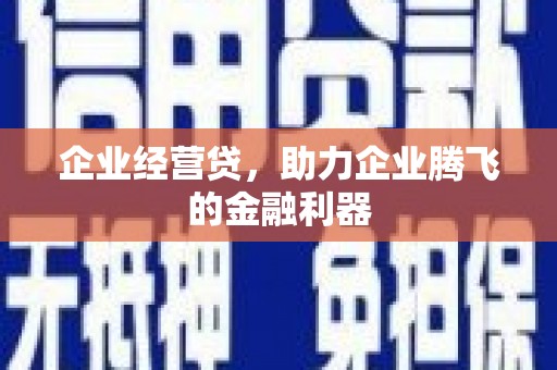 巨野企业经营贷，助力企业腾飞的金融利器