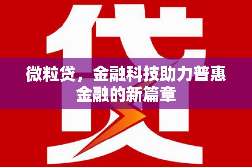 巨野微粒贷，金融科技助力普惠金融的新篇章