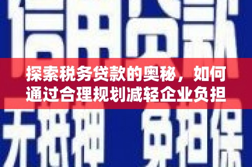 巨野探索税务贷款的奥秘，如何通过合理规划减轻企业负担
