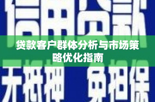 巨野贷款客户群体分析与市场策略优化指南