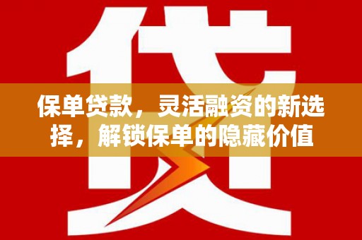 巨野保单贷款，灵活融资的新选择，解锁保单的隐藏价值