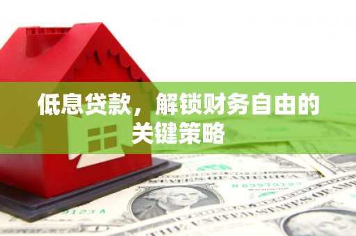 巨野低息贷款，解锁财务自由的关键策略