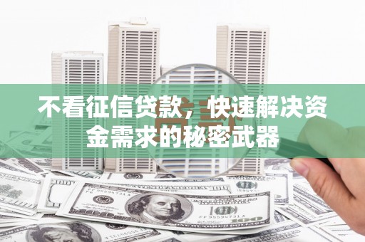 巨野不看征信贷款，快速解决资金需求的秘密武器