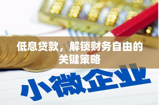 巨野低息贷款，解锁财务自由的关键策略