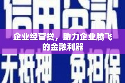巨野企业经营贷，助力企业腾飞的金融利器